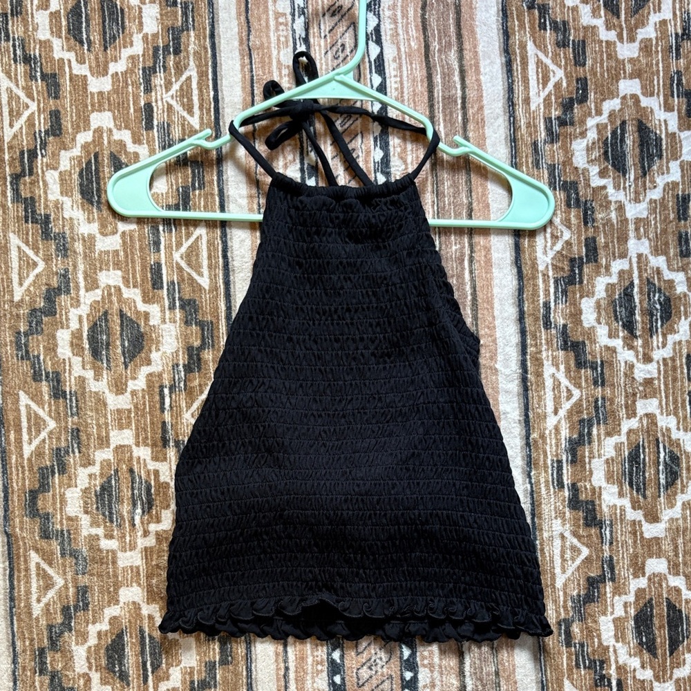 Old Navy Black Halter Neck Smocked Top